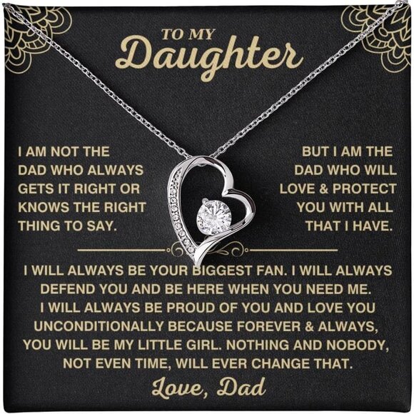 Personalized Daughter Necklace Gold Plated Heart Touching Gift for Her - Picture 1 of 6